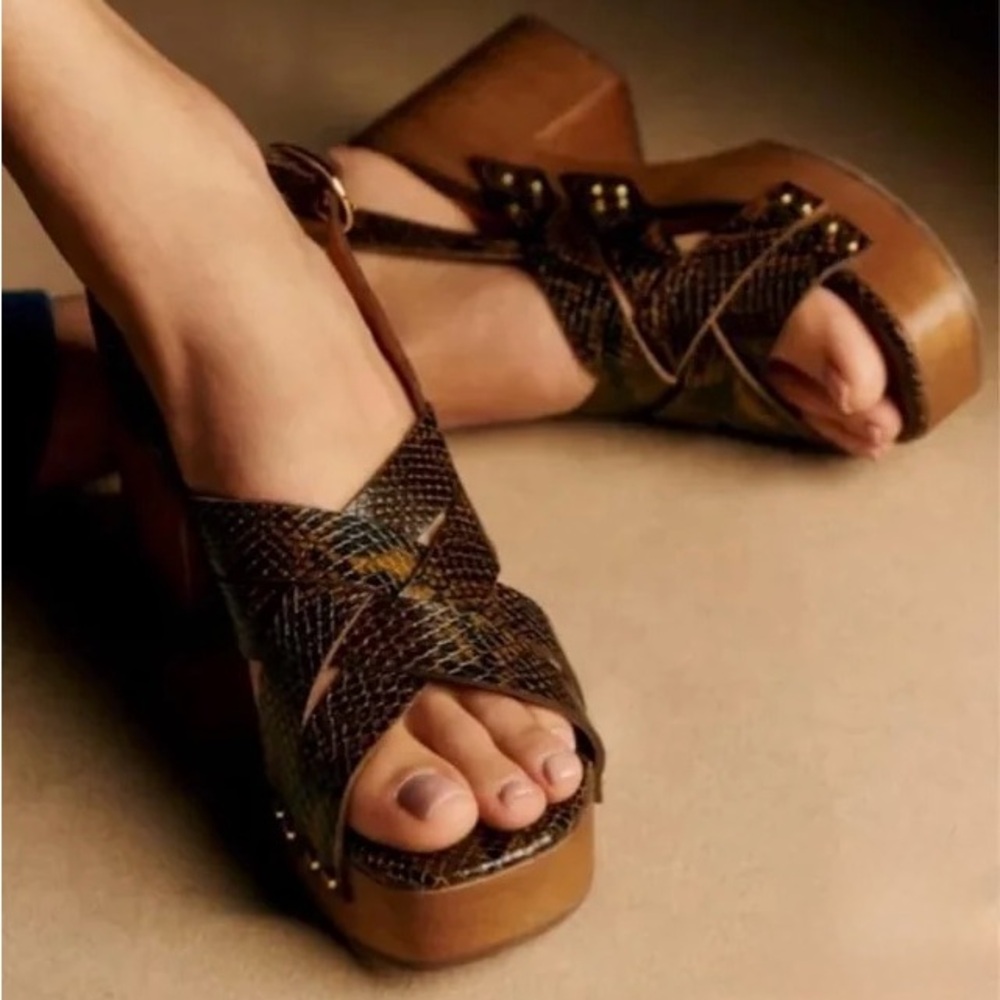 Sezane Ada Clogs Python Print - Picture 2 of 5